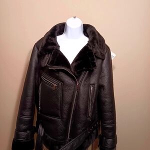 Black leather jacket with zipper